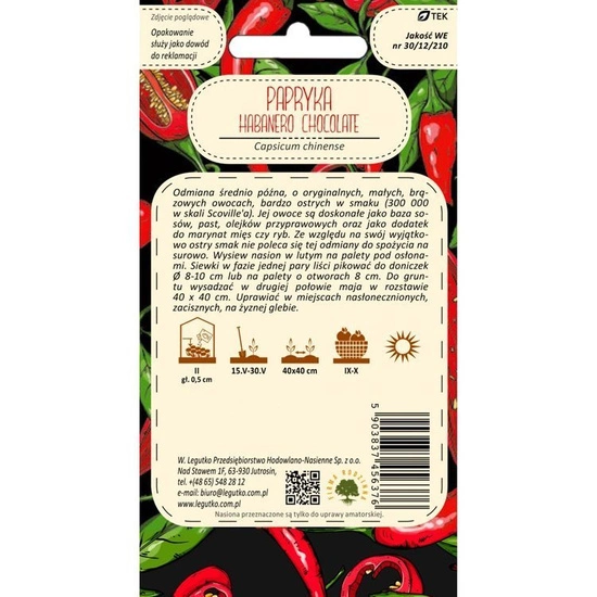 Chinese peppers/Capsicum chinense/Habanero Chocolate/brown/0.15g