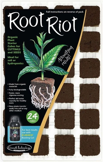 Growth Technology Root Riot 24 cubes tray - organic starter cubes for seeds and cuttings