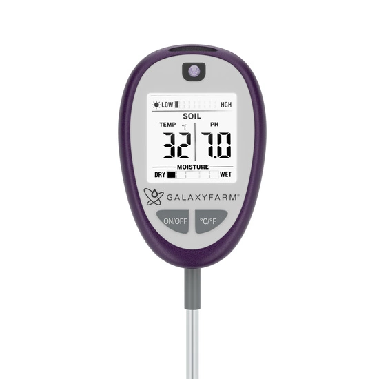 GALAXYFARM 4-in-1 Soil Meter – pH, Moisture, Light, Temperature