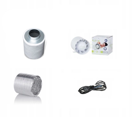 Complete airroxy quiet ventilation kit 125mm Herbgarden Carbon Filter 125mm - 130-200 m3/h