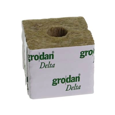 Mineral wool cube 7.5x7.5x6.5 cm Grodan Delta ⌀ 25mm hole 