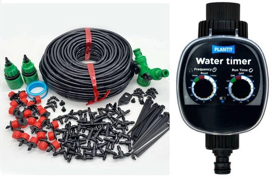 Complete irrigation kit - 30m pipe + 20 drippers + Plant!t water timer