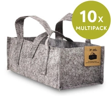 Multipack Root Pouch Balcony Heather Grey fabric pot with handles - 12L 40x20x15 cm 10 units