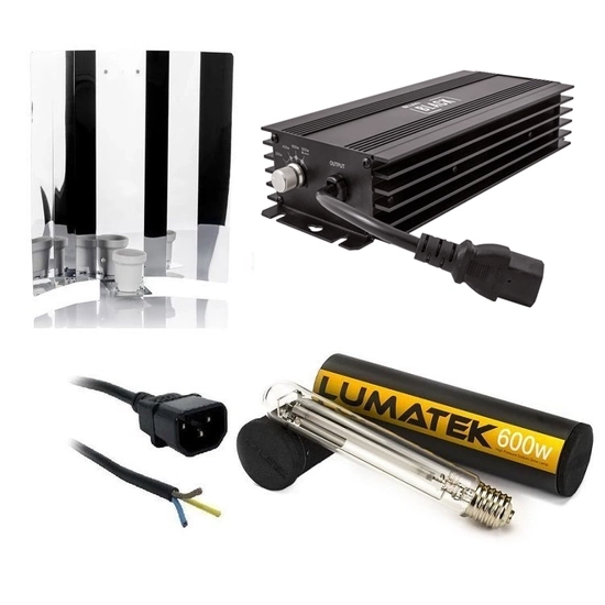 Complete hps set 600W - ELECTRONIC BALLAST LUMII BLACK + Lumatek Dual 600W 90tys lm !! + Reflector + Cables